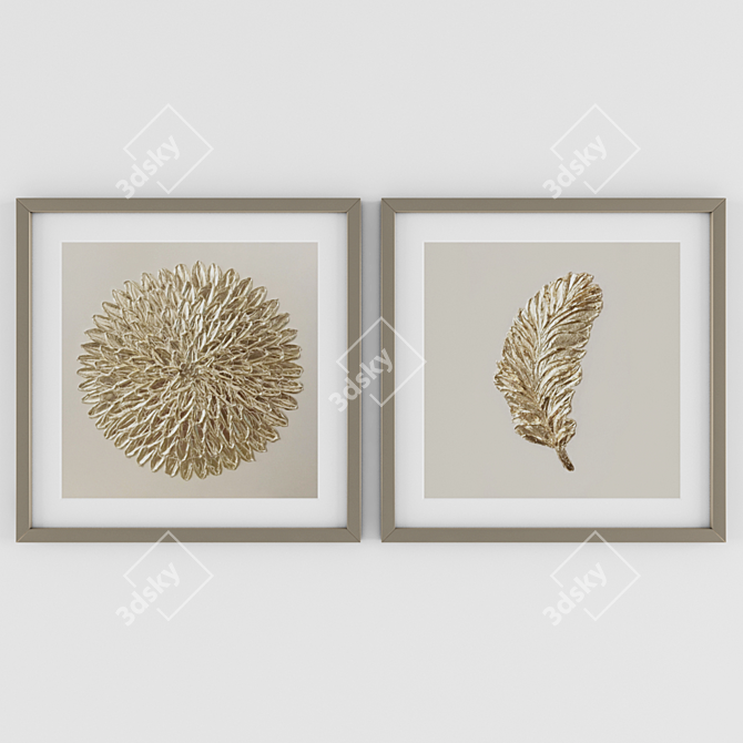 Elegant Gold Flower Frame 3D model image 1