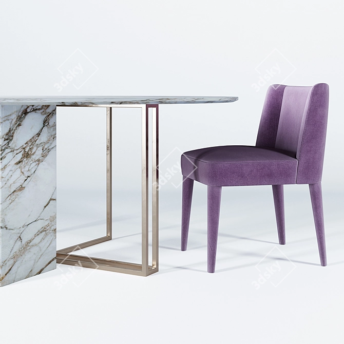 Indulgent Dining Set: Meridiani Plinto XW Table with Meridian Kita Chair 3D model image 2