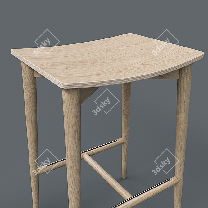 Stylish Oak Stool & Table 3D model image 2