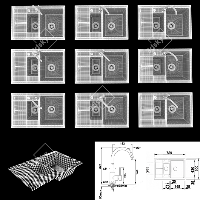 Modern Blanco Metra 6S Compact Kitchen Sink with Mixer 3D model image 3