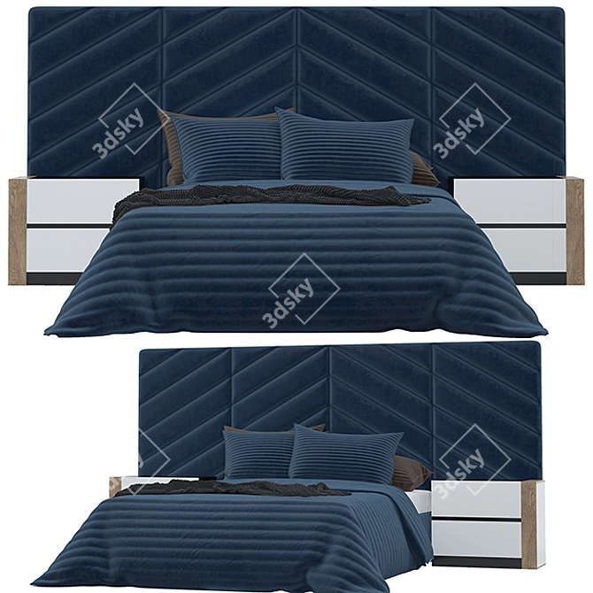 Sleek Memphis Bed 3D model image 1