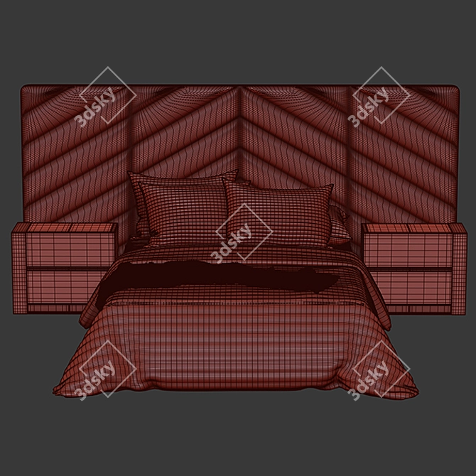 Sleek Memphis Bed 3D model image 3