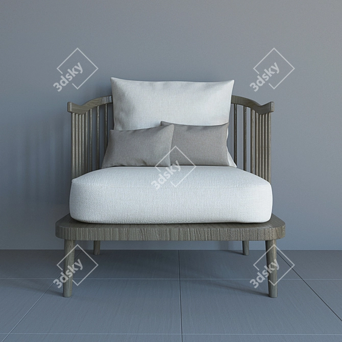 Eucalyptus Comfort: Grey Armchair 3D model image 1