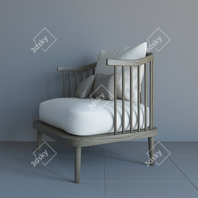 Eucalyptus Comfort: Grey Armchair 3D model image 2