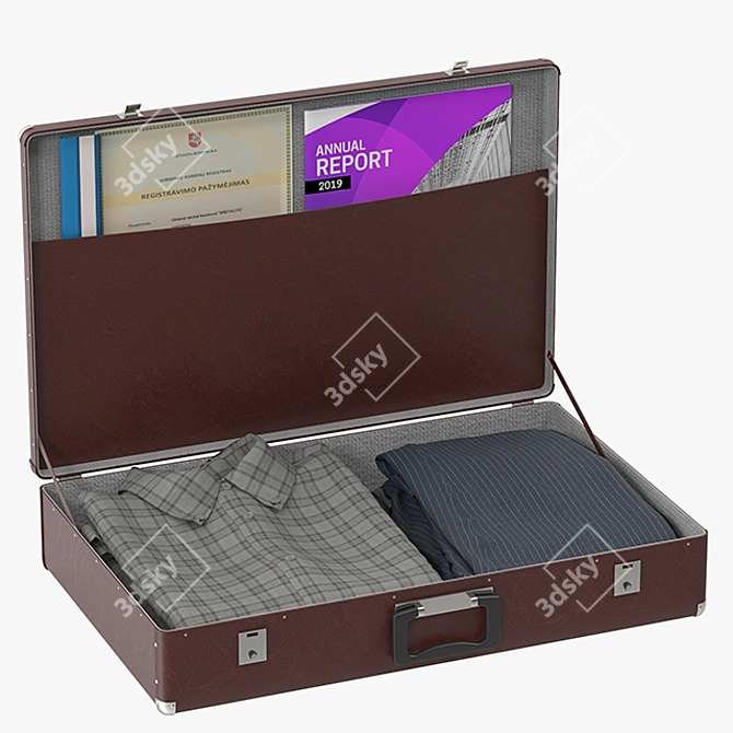 Travel Ready: Portable Suitcase with Clothes 3D model image 1