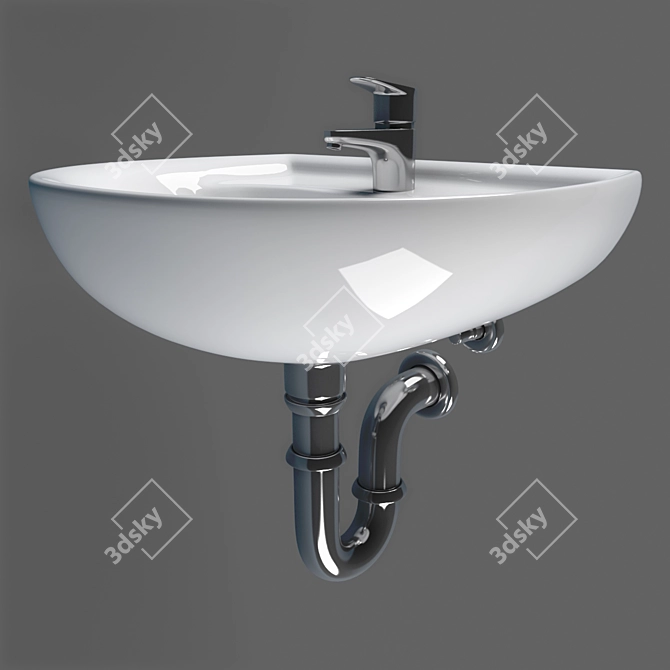 Elegant Keramag Renova Sink 3D model image 2