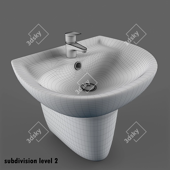 Elegant Keramag Renova Sink 3D model image 3