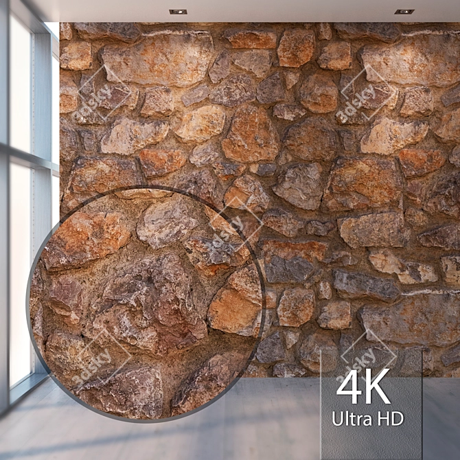 Seamless High-Res Stone Texture 3D model image 1