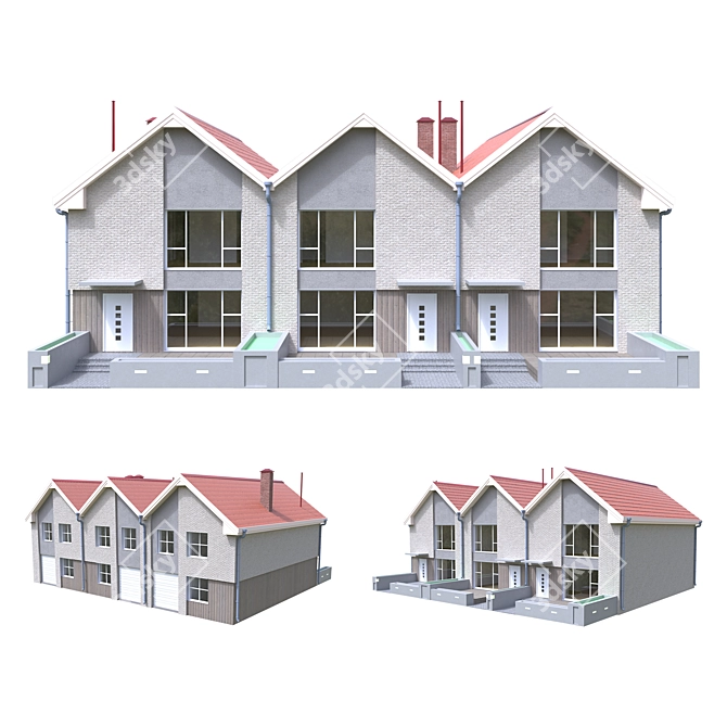 Stylish Townhouse Retreat 3D model image 1