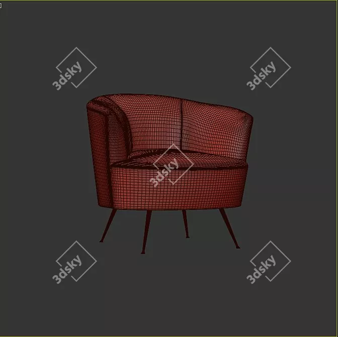 Cozy and Chic Mullen Barrel Chair 3D model image 3