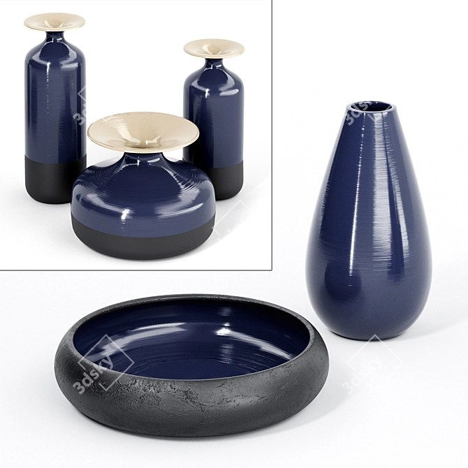 Natuzzi Stromboli Ceramic Vases 3D model image 2