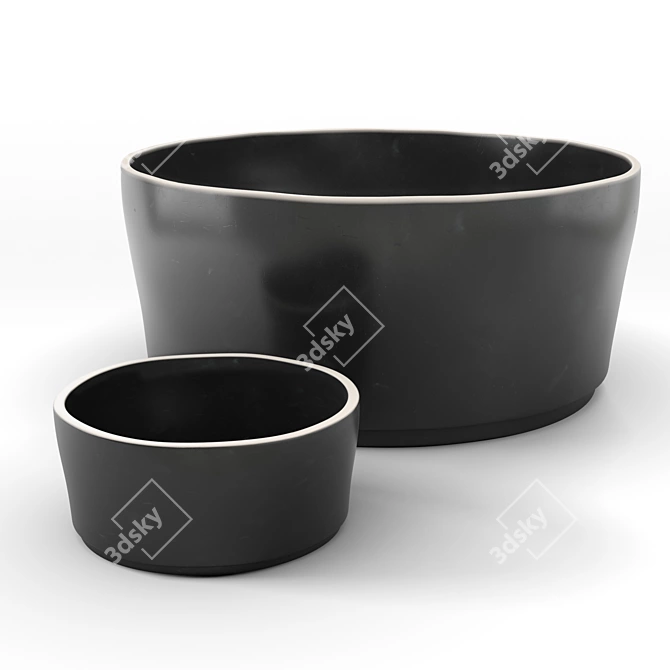 Elegant Sloan Black Serving Bowl 3D model image 1