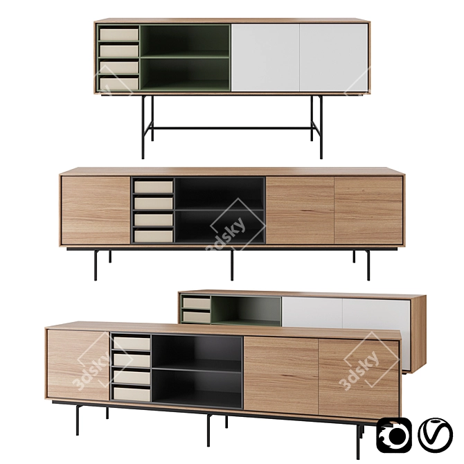 Modern Aura Sideboard: Elegant Design 3D model image 1