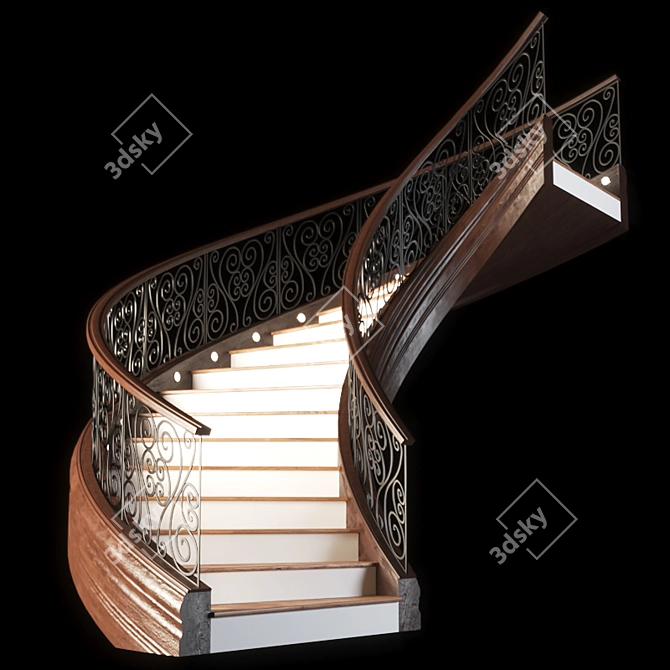 Finely-Crafted Staircase with 424K Poly Count 3D model image 1