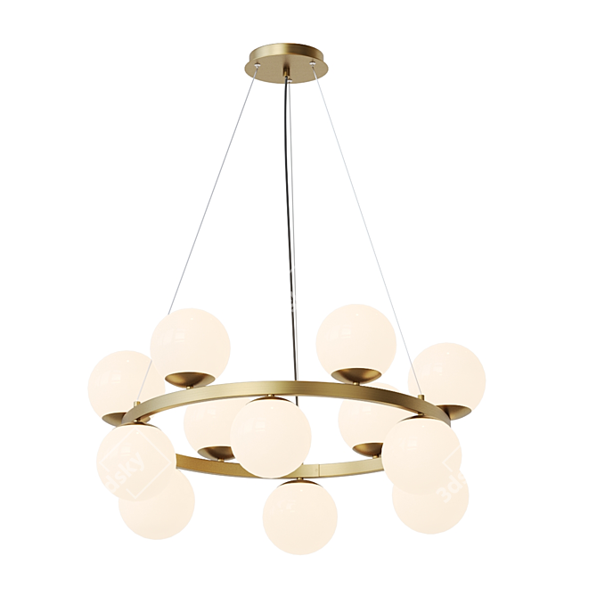 Modern Glass Globe Ring Chandelier 3D model image 1