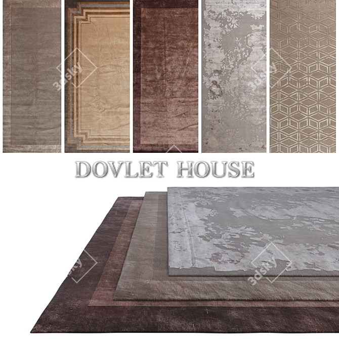  DOVLET HOUSE Silk and Wool Carpets (Set of 5) 3D model image 1