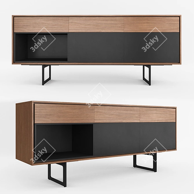 Aura Modern Credenza - Stylish Storage Solution 3D model image 1