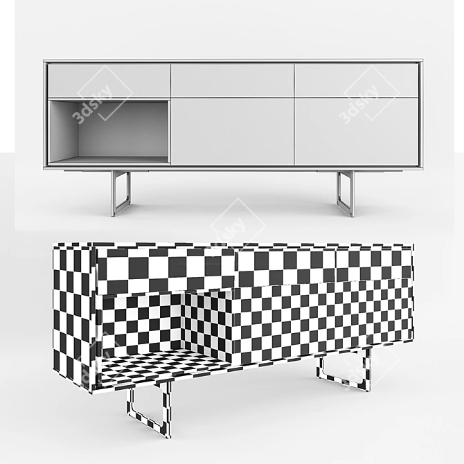 Aura Modern Credenza - Stylish Storage Solution 3D model image 2