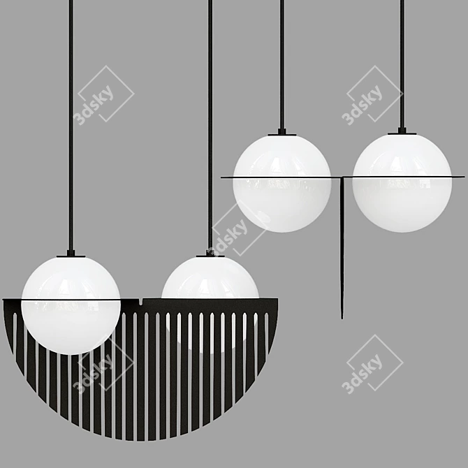 Opalescent Glass Spheres with Bold Lines 3D model image 1