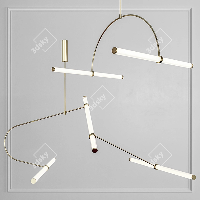 Elegant Brass Chandelier 3D model image 1