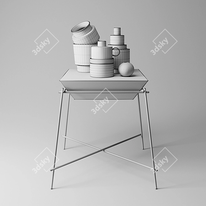 Artisan Clay Pot and Vase Set 3D model image 3