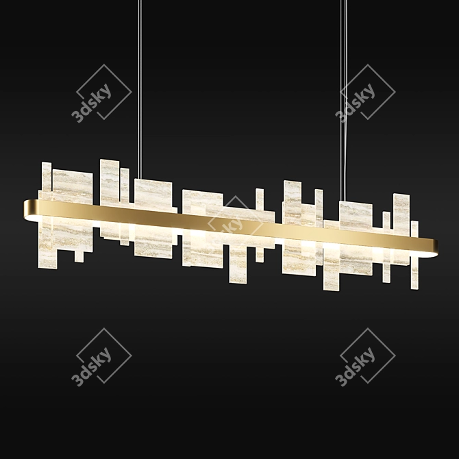 Honice S200: Elegant Gold and Beige Pendant Light 3D model image 1