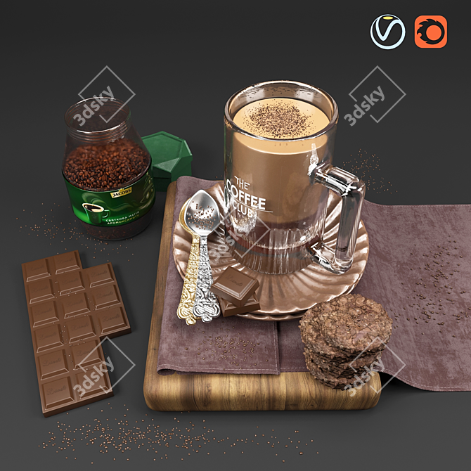 Elegant Coffee Lover's Kitchen Set 3D model image 1
