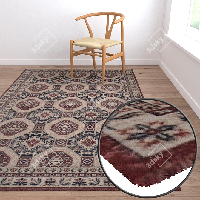 Premium Carpet Collection: Set of 3 High-Quality Textured Carpets 3D model image 2