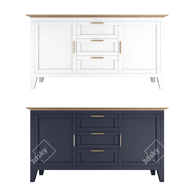 Navy White Sideboard: Elegant and Spacious 3D model image 1