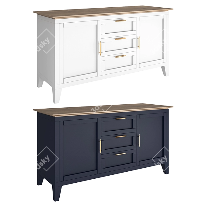 Navy White Sideboard: Elegant and Spacious 3D model image 2