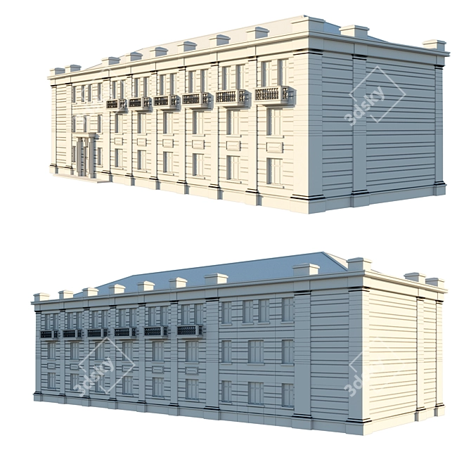 Vintage Schoolhouse: 17x43.5m, 3 Floors 3D model image 3