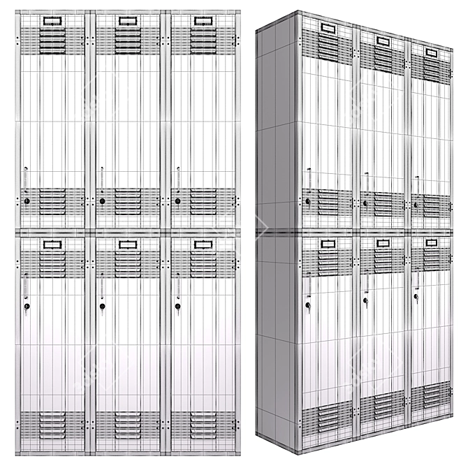 Steel Storage Locker Cabinet 3D model image 3