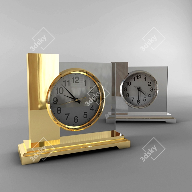 Elegant Dual Desktop Clock Set 3D model image 1