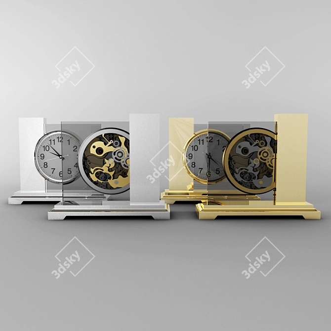 Elegant Dual Desktop Clock Set 3D model image 2