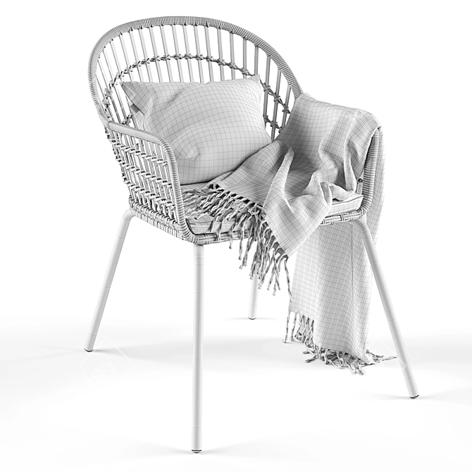 Stylish Rattan Armchair - Nilsove Ikea 3D model image 3