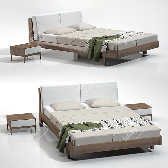 Modern Scandinavian Mikkel Bed - Rove Concepts 3D model image 1