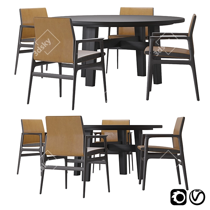 Poliform Ipanema Chair & Home Hotel Table: Stylish Set 3D model image 1