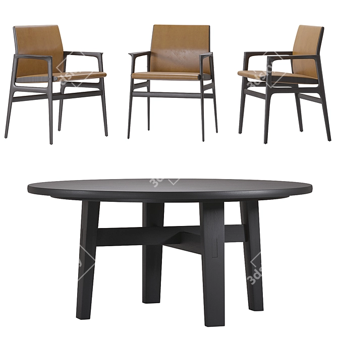 Poliform Ipanema Chair & Home Hotel Table: Stylish Set 3D model image 2