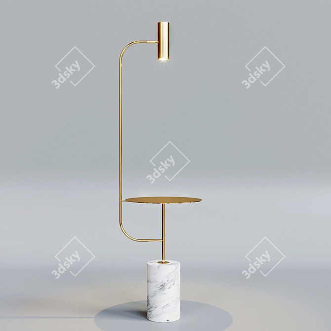 Sleek Marble Reflector Floor Lamp 3D model image 1