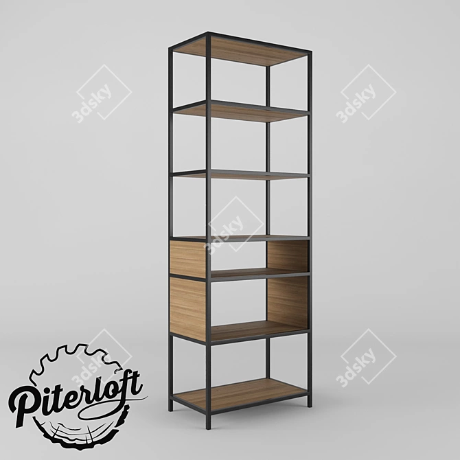 Title: Milford Loft-style Bookshelf 3D model image 1