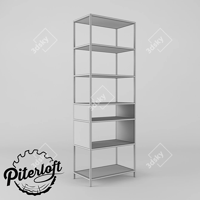 Title: Milford Loft-style Bookshelf 3D model image 2