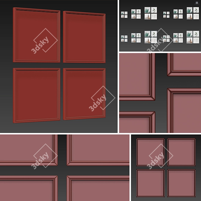 Stylish Set of 96 Picture Frames 3D model image 3