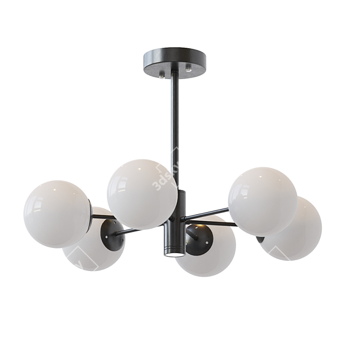 Lustrous Ball-Shade Chandelier 3D model image 2