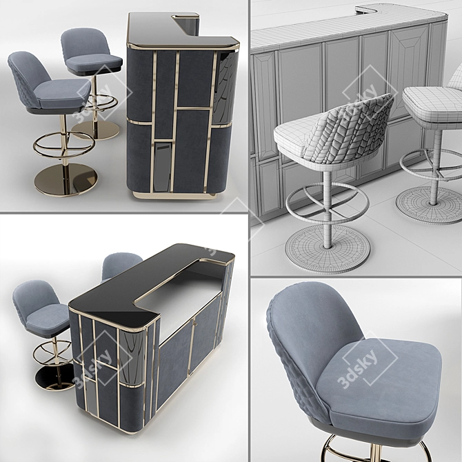 Elegant Giorgio Collection Bar Stool 3D model image 3