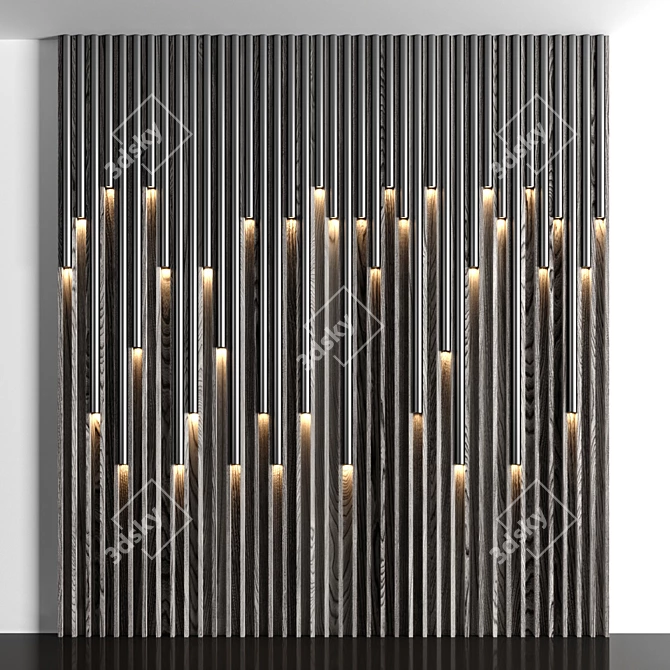 Wooden Panel LED Lights 3D model image 2