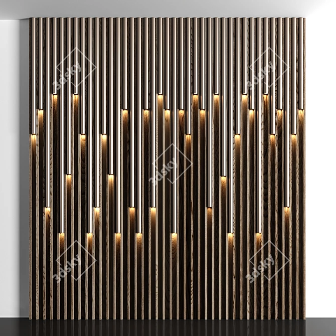 Wooden Panel LED Lights 3D model image 3