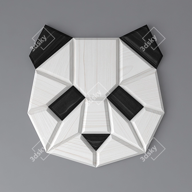 Wooden Panda Wall Decor 3D model image 1