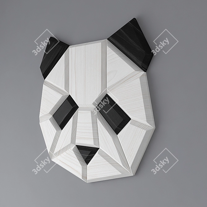 Wooden Panda Wall Decor 3D model image 2