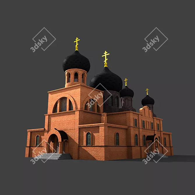 Miniature Church Model: 28x24x22m 3D model image 2