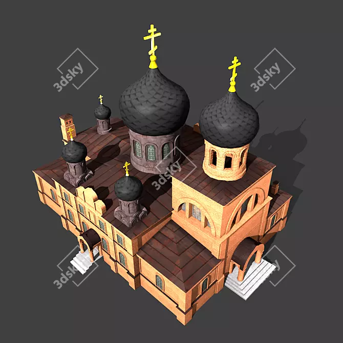 Miniature Church Model: 28x24x22m 3D model image 3